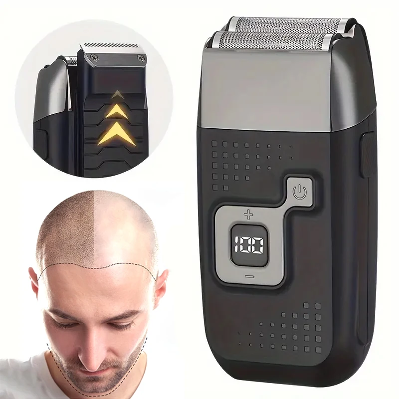 

Мужская прецизионная беспроводная электрическая бритва — двойное лезвие, перезаряжаемая от USB, моющаяся бритва для стрижки бороды и бакенбарда