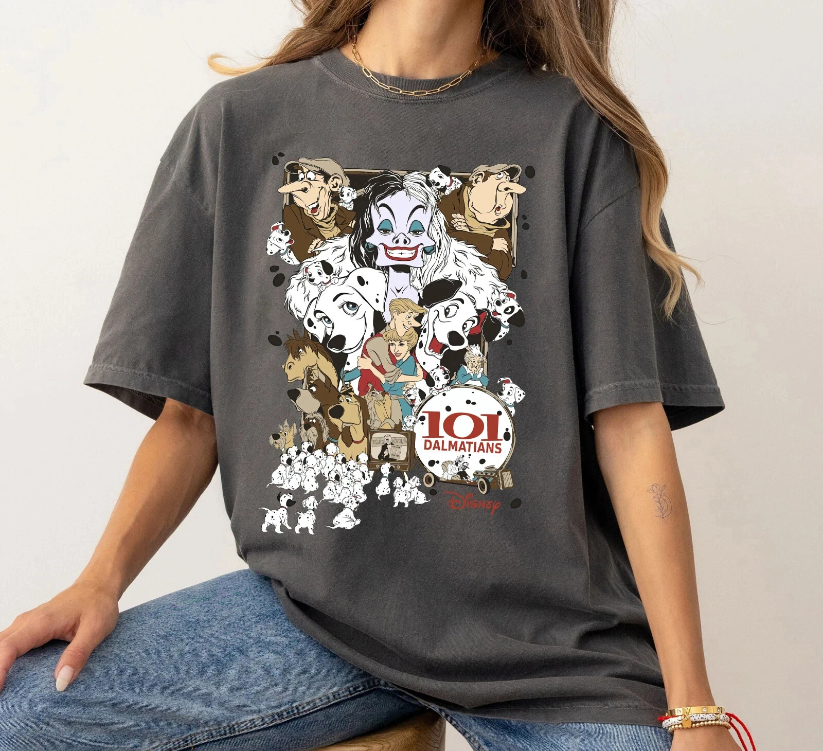 ديزني 101 الدلماسي ريترو جروب الرجال والنساء الكبار القمصان، قمصان رياضية الأطفال تي شيرت القطن موضة عادية