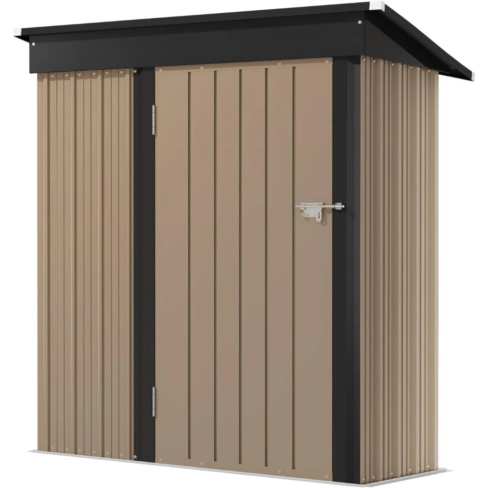 Outdoor Storage Shed 5 x 3 FT Lockable Metal Garden Shed Steel Anti-Corrosion Storage House with Single Lockable Door for