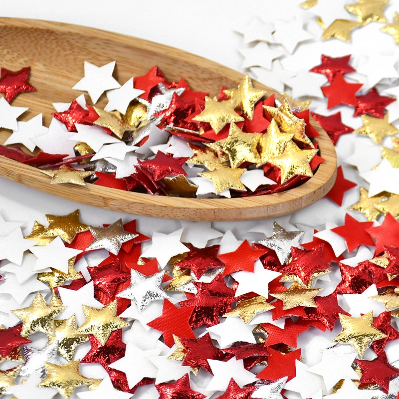 

100Pcs/Pack Gold Silver Red Cloth Christmas Star Confetti Living Room Decoration Navidad Ornament New Year DIY Craft Accessories