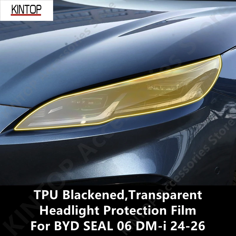 

Для BYD SEAL 06 DM-i 24-26 черненый ТПУ, прозрачная защитная пленка для фар, защита фар, аксессуары для модификации