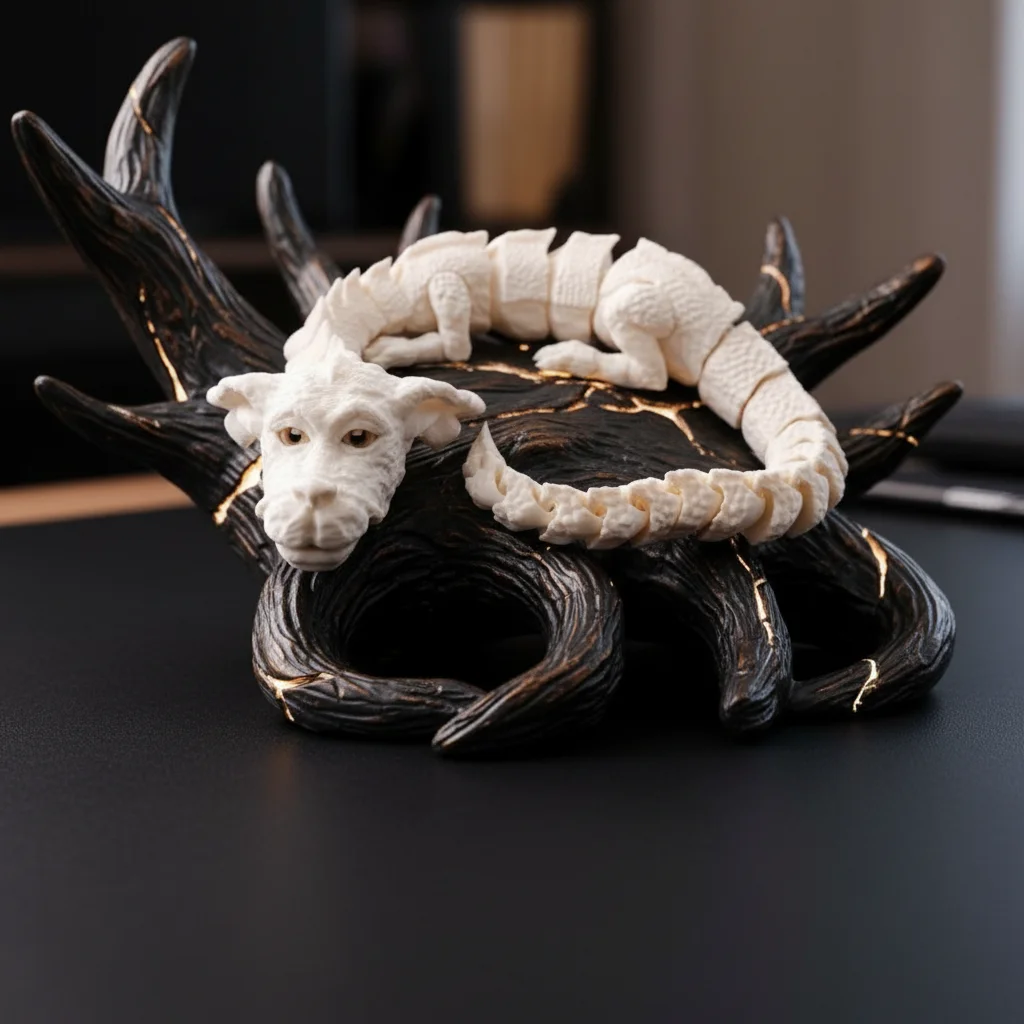 3D Printed Lucky Dragon Figurine Realistic Simulation Dragon Model Joint Unique Handmade Ornament Creative Decor Gift