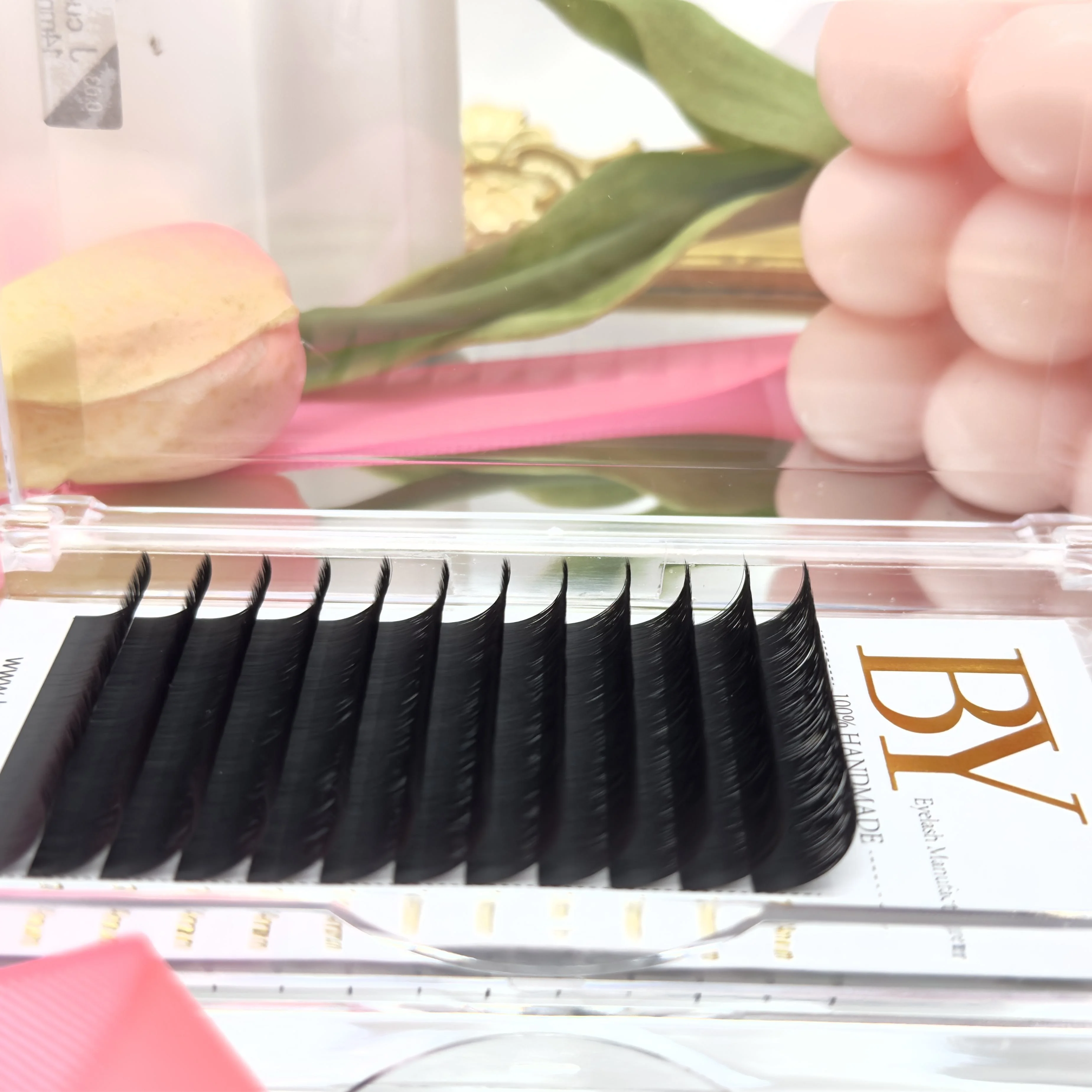BY Brand Cashmere Velvet Silk Lash 0.03 0.05 Soft and Fluffy Matte Black Eyelash Extension Trays Beauty Makeup Tools
