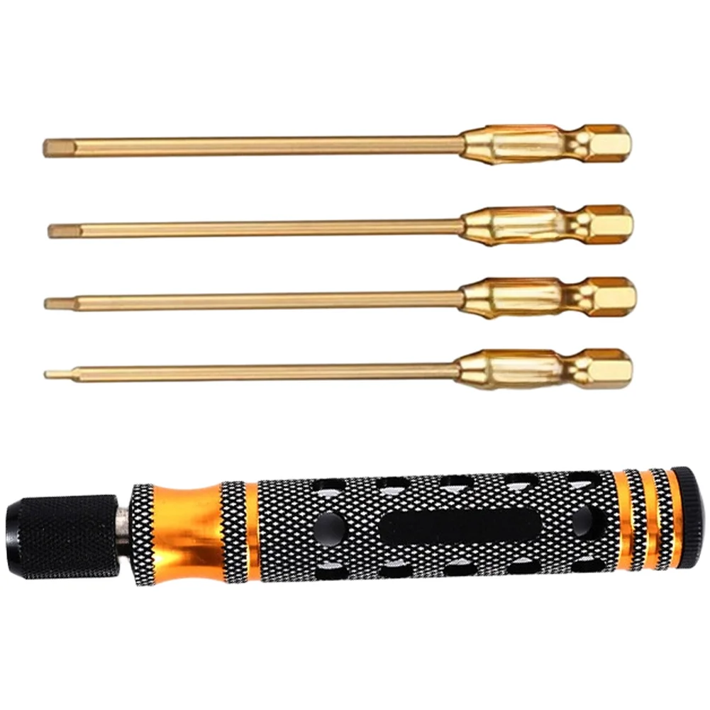 Steel 4-in-1 Hex Socket Wrench With Integrated Sizes And 6.35mm Shank For Use In Hobbyist Model Repair And Tuning Tasks