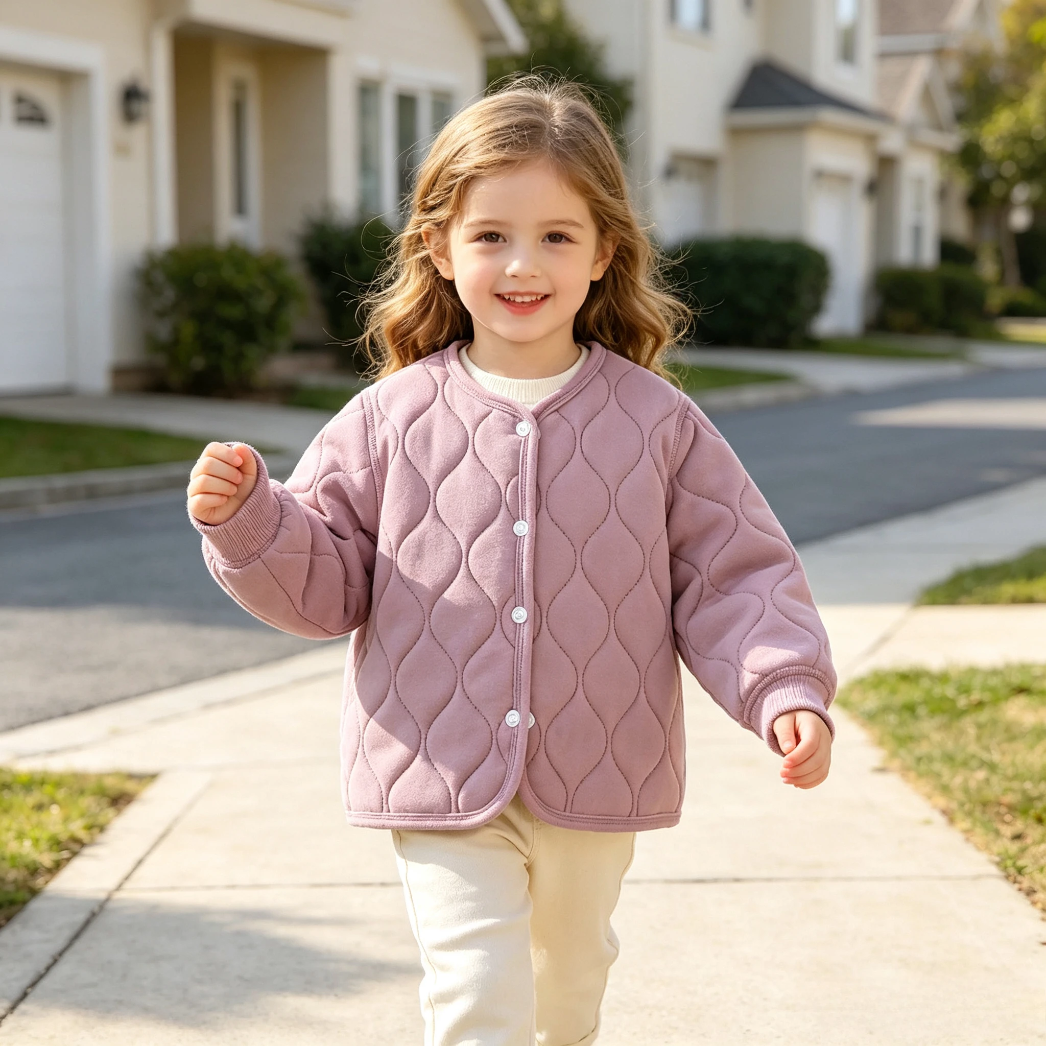 Children Solid Minimalist Jacket Boy Girl Winter Coat Thick Padded Liner Fleece Lined Warm Outerwear Kids Daily Casual Clothing