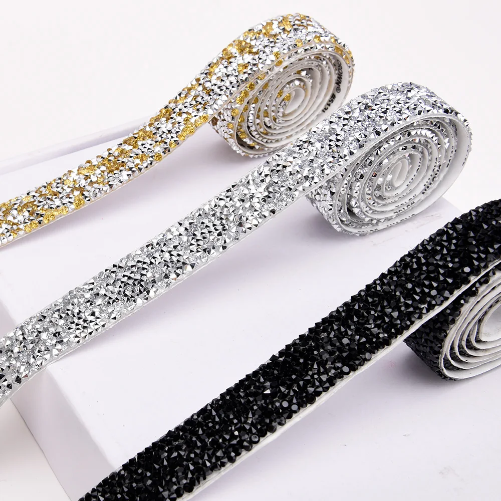 90*2CM Self Adhesive Crystal Rhinestone Sticker Diamond Ribbon DIY Sticker Rhinestones Arts Crafts Car Phone Decoration