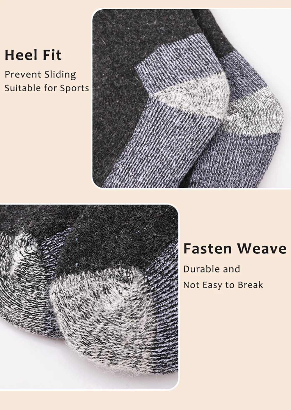 3Pairs Super Dicke Merino Wolle Socken Männliche Männer Winter Thermische Kaschmir Socken Fleece Terry Schleife Mittelrohr Socken Hohe qualität – Detail 9