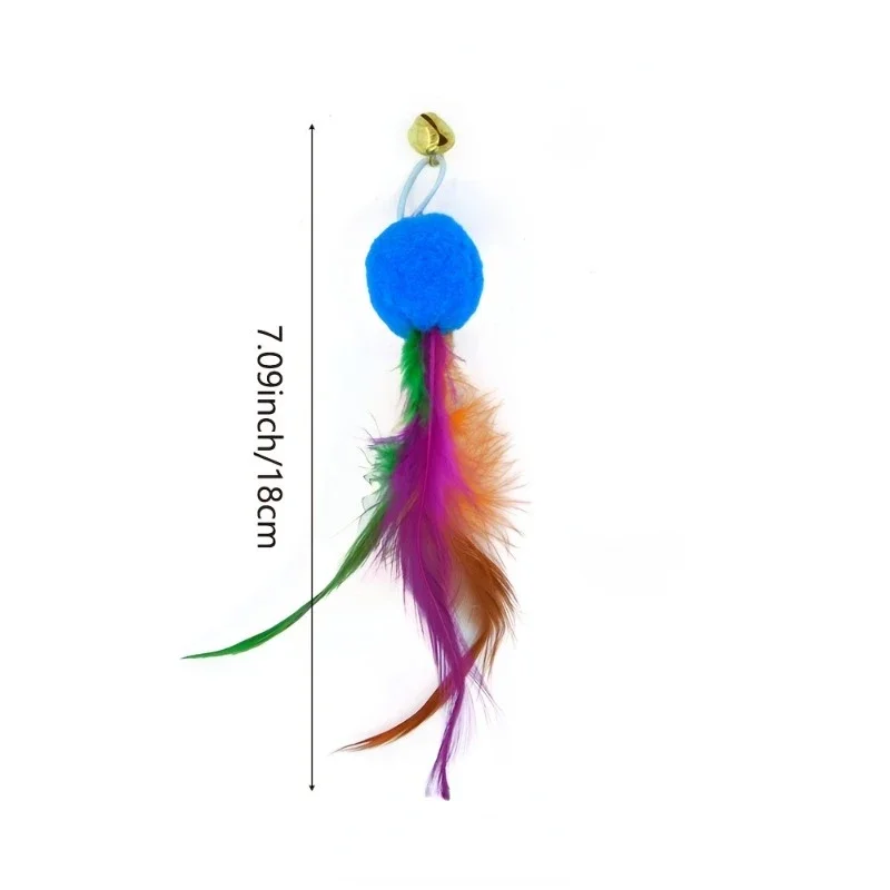 1/2/4Pcs Interactive Cat Feather Toys With Bell Colorful Cat Wand Replacement Part Toy Fun Entertainment Cat Toys Random Color