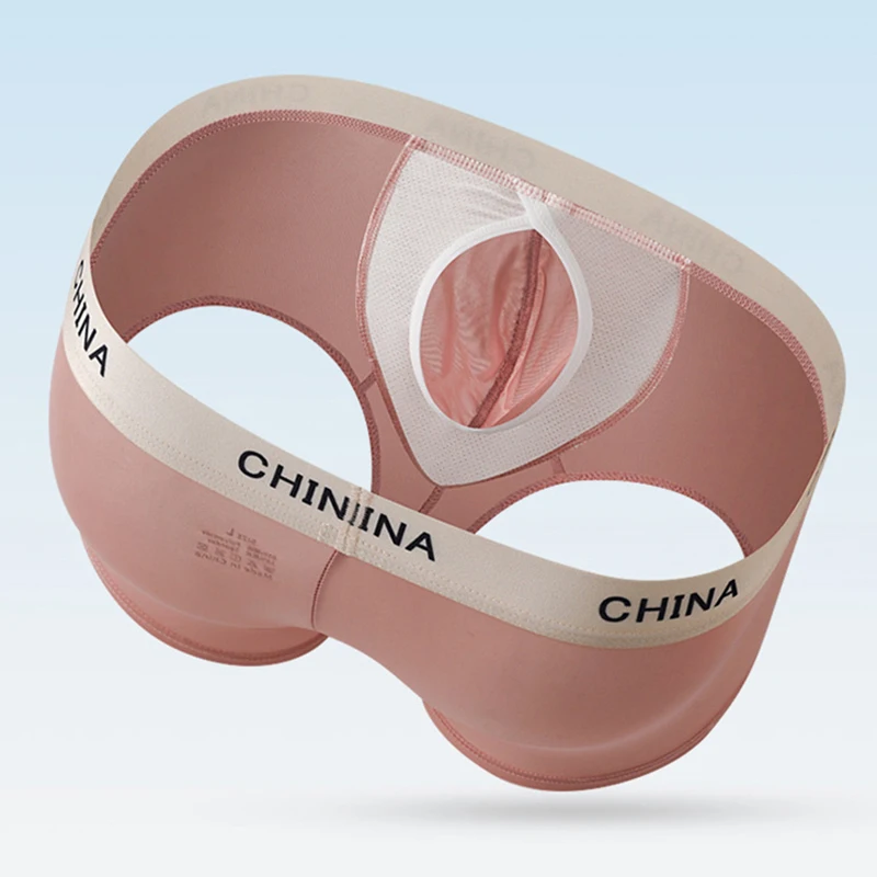 Summer Quick Dry Men Underwear Ice Silk Light And Thin Boxer Shorts Panties Separation Scrotum Pouch Sexy Breathable Underpants