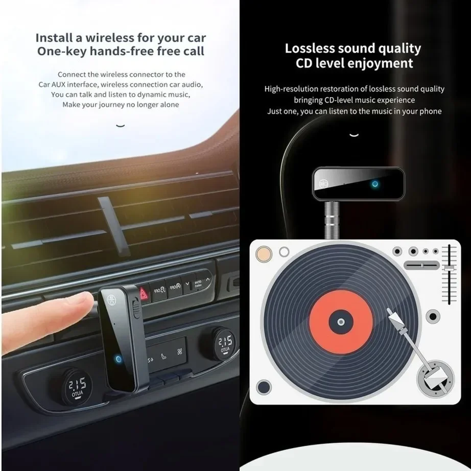 Bluetooth 5.0 Transmitter Receiver 2 in 1 Wireless Adapter C28 for Car PC 3.5mm AUX Audio Jack Handsfree Stereo Music Dongle