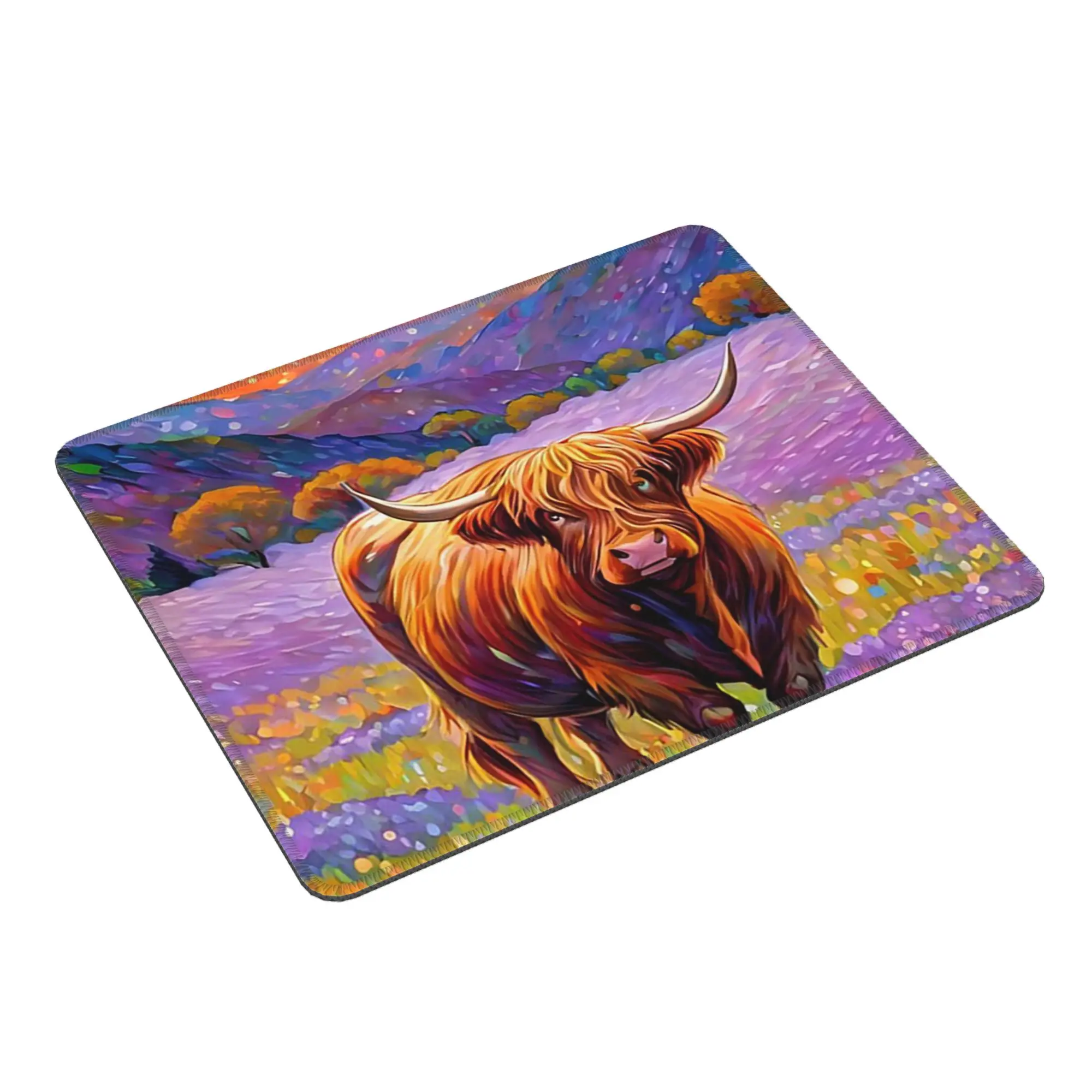 Highland Cow In Forest Night Mouse Pad Computer Keyboard Mouse Mat Gaming PC Laptop Desk Mat Office Accessories Table Mats