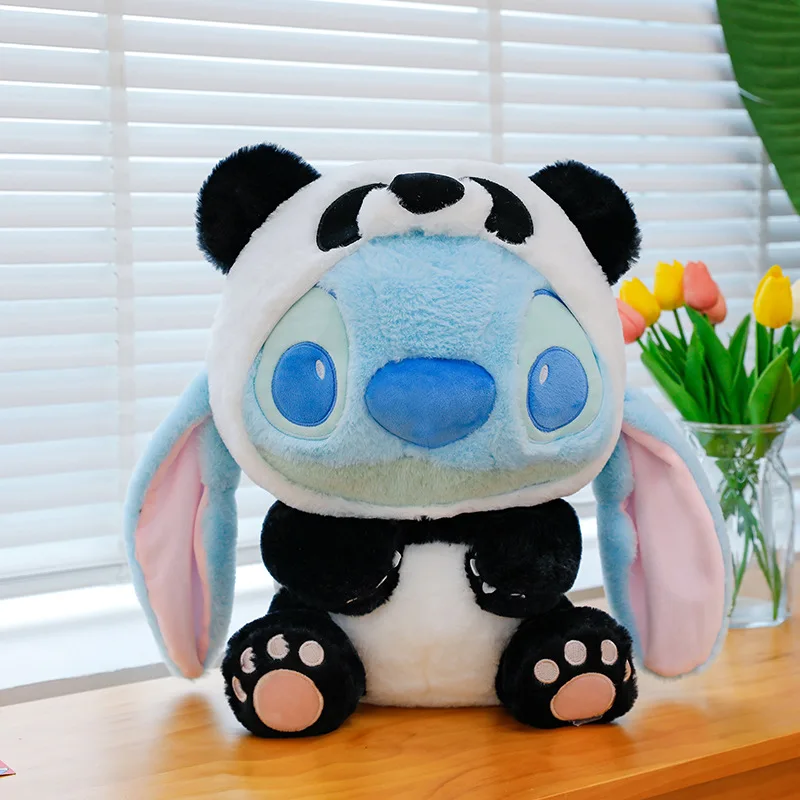 60CM Big Size Disney Cartoon Cute Panda Costume Stitch Stuffed Animal Doll Plushies Children's Birthday Gift Animation Toys