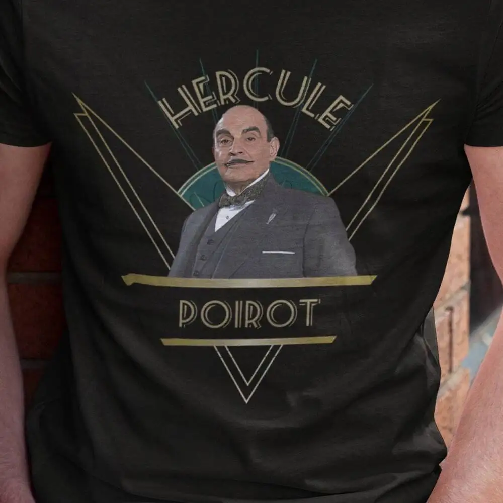 

Hercule Poirot Art Deco Inspired Unisex T-Shirt, The Belgian Detective T-Shirt