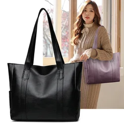 Large bag for women 2024 new Korean style versatile simple large capacity tote bag shoulder handbag thickeneded soft leather bag