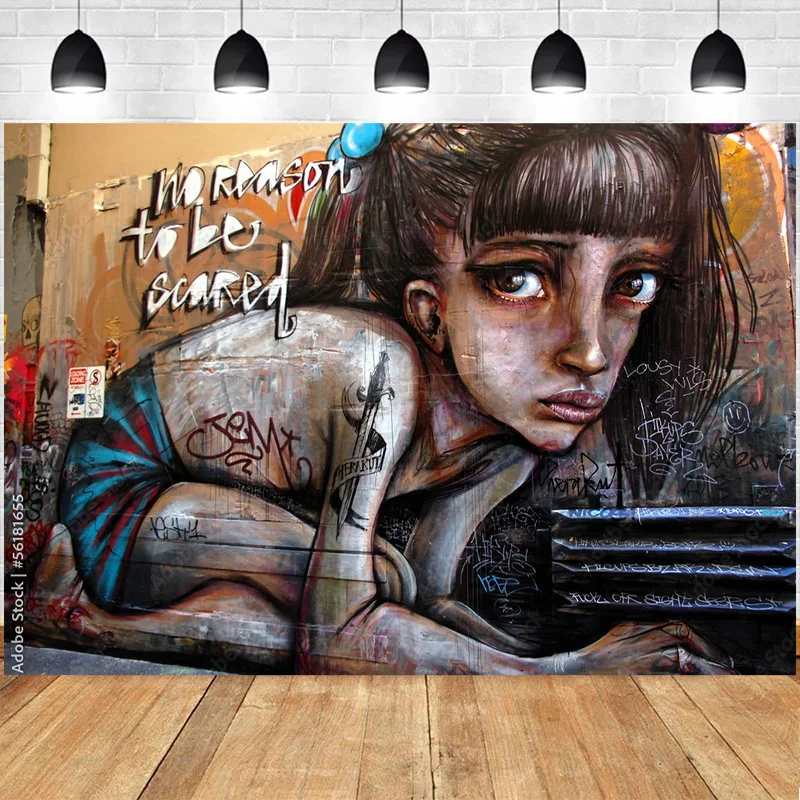 

SHENGYONGBAO Graffiti Photography Backdrops Props Studio Props Vintage Brick Wall Street Photo Studio Background STO-05