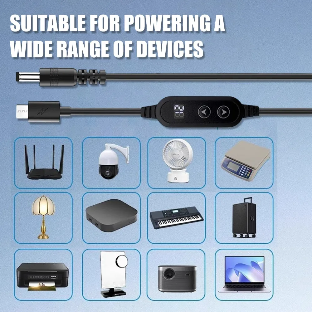 Type C To DC PD Adapter Cable with Adapter Adjustable 5V/9V/12V/15V/20V Boost Line Type-C to DC Cables for Wifi Router Laptops