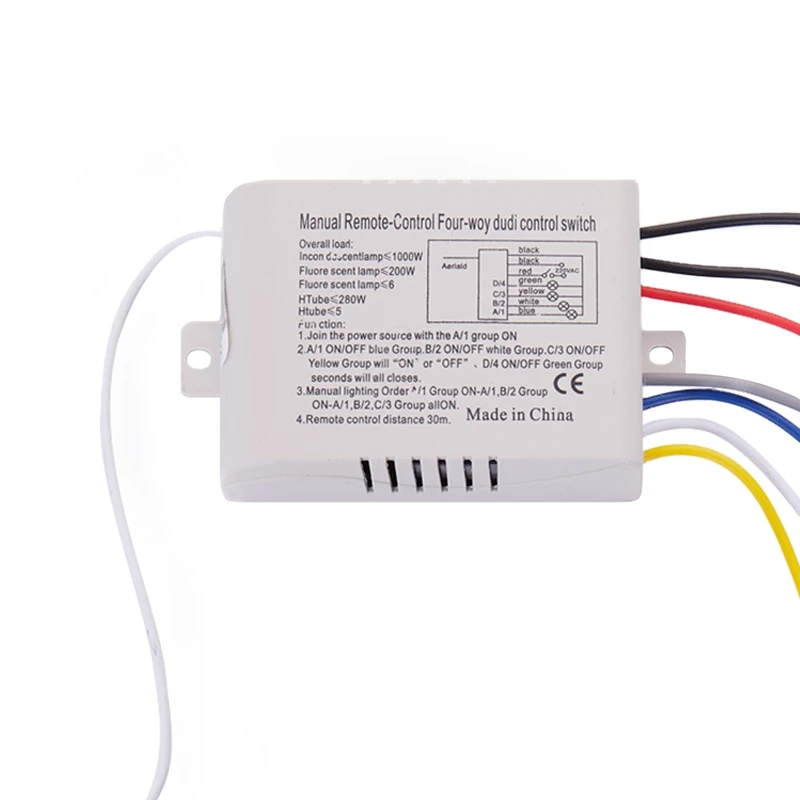 Lampe lumineuse numérique à 4 voies, télécommande sans fil, interrupteur marche/arrêt, 220V