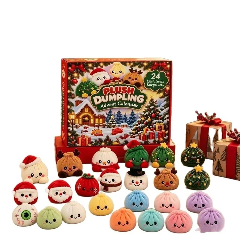 Plush Dumpling Advent Calendar 24 Pcs Christmas Countdown Blind Box Soft Squeeze Stress Relief Toy For Adults Holiday Gift