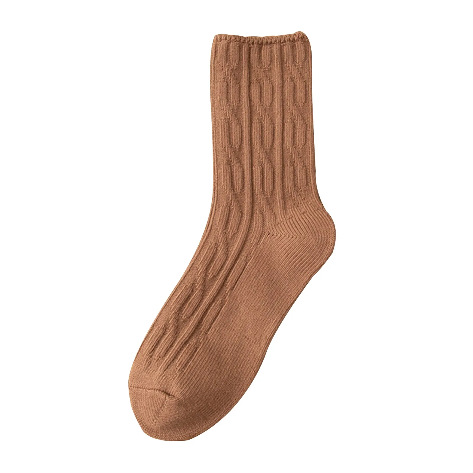 1 Pair Of Men’s Traditional Costume Socks With A Plait Pattern Wool, Beige Nut Mottled UK Sizes