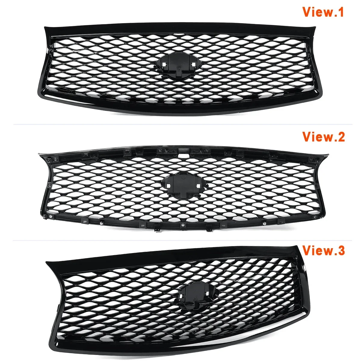 RM-CAR Front Grille Racing Grills For Infiniti Q50 Q50S 2014 2015 2016 2017 All Models Glossy Black Upper Bumper Hood Mesh Grid