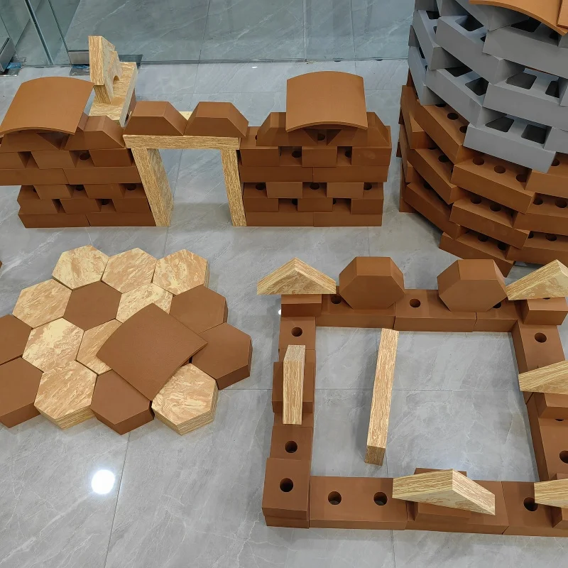 Wholesale Toys Supplier Wood Grain Educational Early EVA Building Blocks 235pcs Blocks Building Blocks Stacking Game For Kids