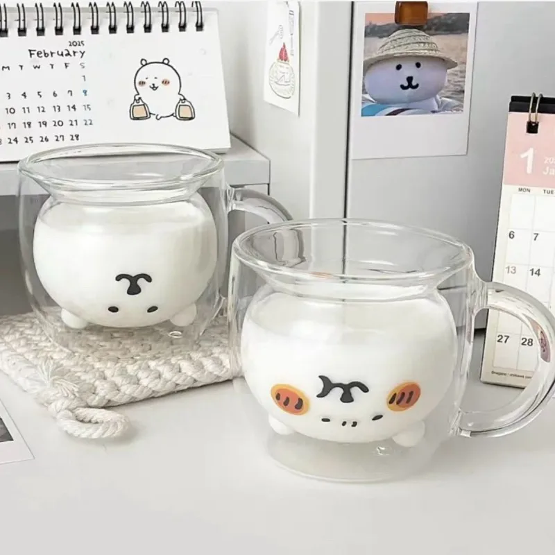 

Self-deprecating Bear Korean 200ml Heat-resistant Double-layer Glass Cute Couple High Borosilicate Insulated Coffee Cup Milk Cup