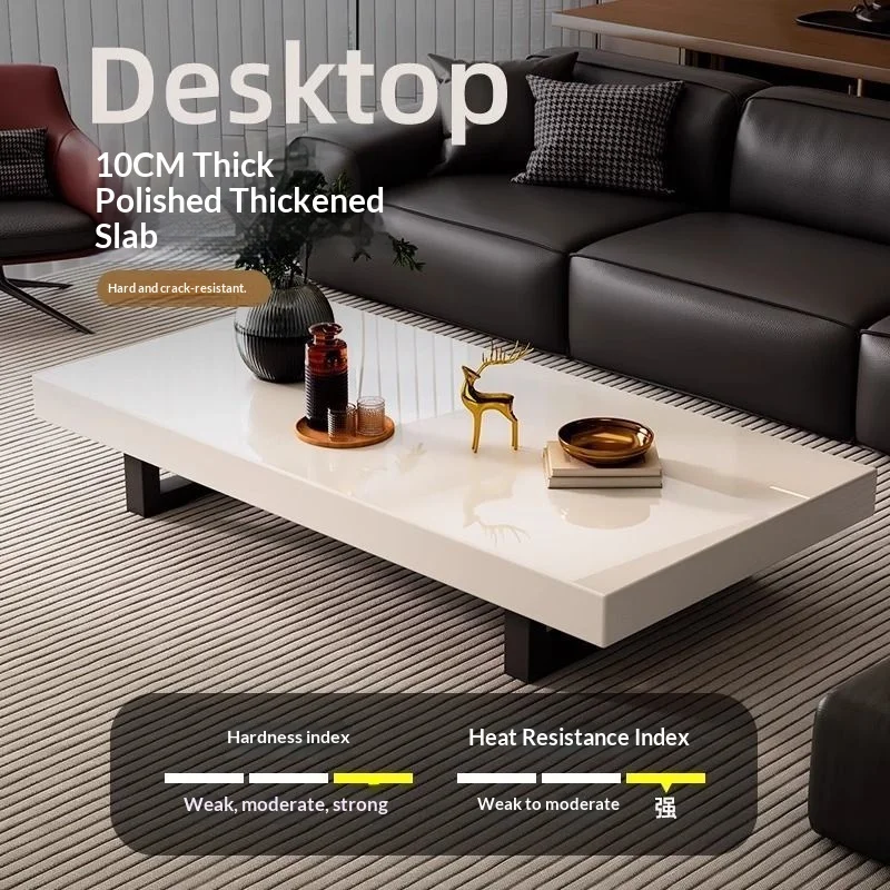 #Rock Slab Modern Coffee Table Italian Style Living Room New Slate Top Surface Light Luxury High-end Household Square Small