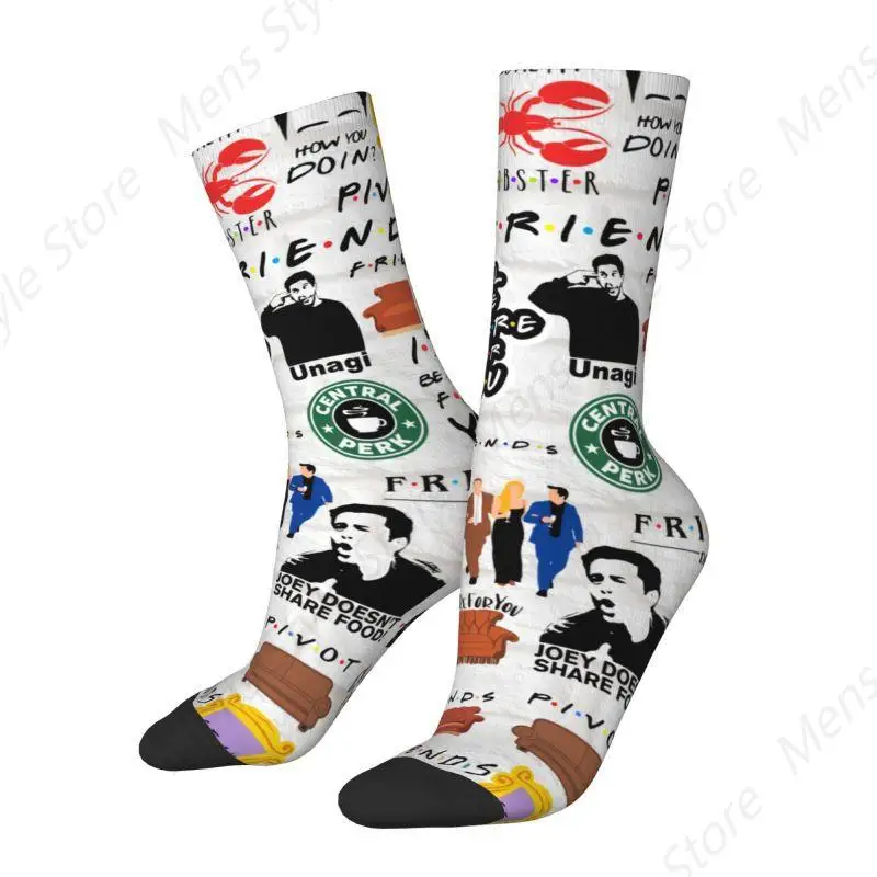 Cute Funny TV Show Friends Collage Socks Men Women Warm 3D Printed Sports Football Socks