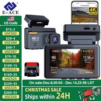 E-ACE Dash Cam 4K 3 Inch Mini Car Dvr Dual Lens With GPS WIFI 24h Parking 1080P Rear View Camera Night Vision Black Box