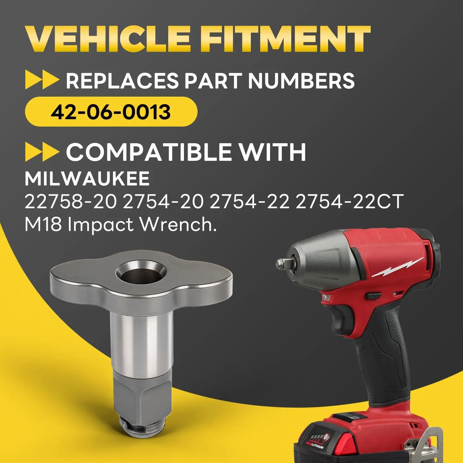 

42-06-0013 Ударный гайковерт 3/8 дюйма с креплением для насадок, совместимый с Milwaukee 2758-20, для электроинструментов Dewalt/Black & Decker/Makita/Bosch/Ridgid/Ryobi