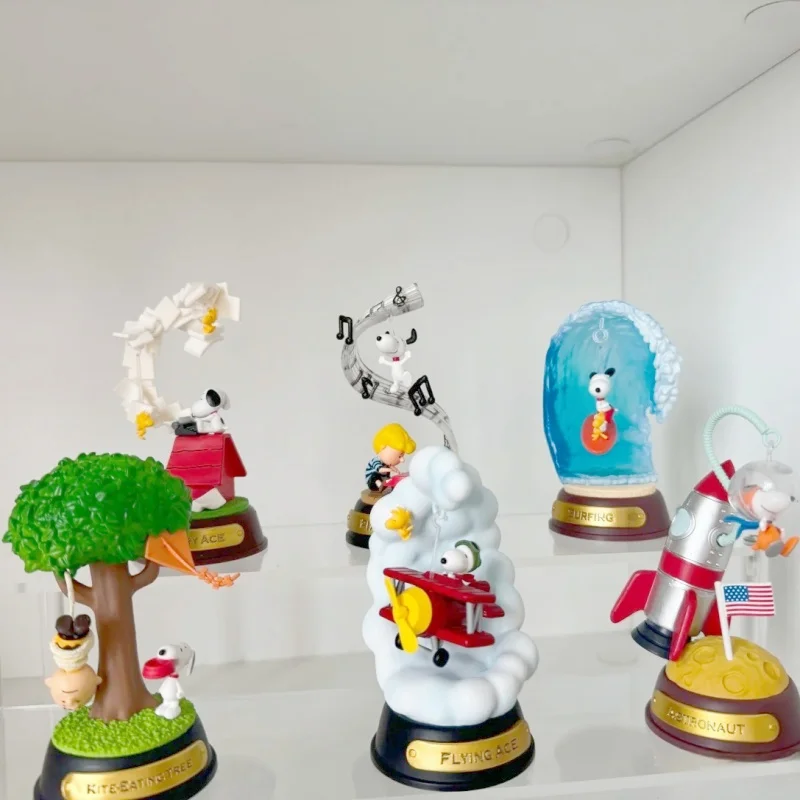 

Re Ment оригинальные арахис аниме Snoopy SWING ORNAMENT серфинг фортепиано фигурка модель игрушки коллекционные украшения для детей подарок