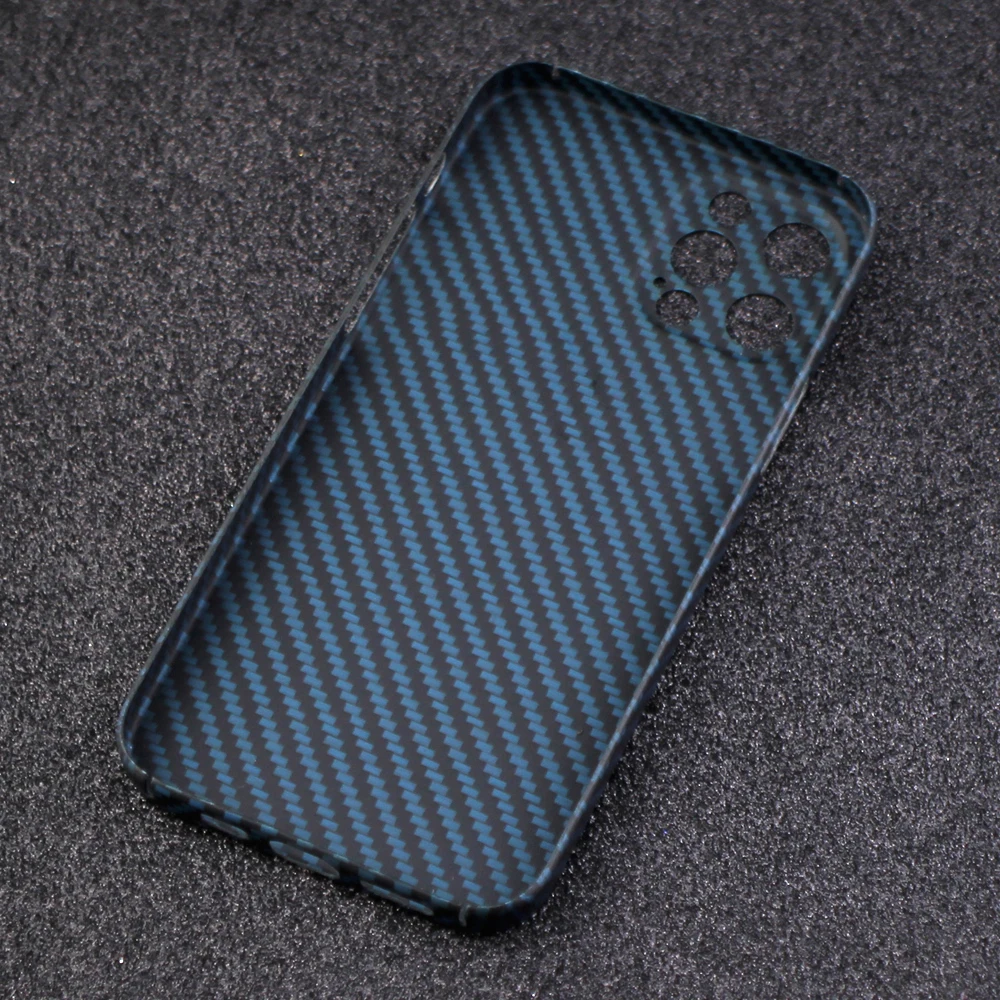 YTF-carbon Blue Carbon Fiber Phone Case for iPhone 12 Pro Max Ultra Thin Anti-fall Fine lines Hard iPhone 12 case