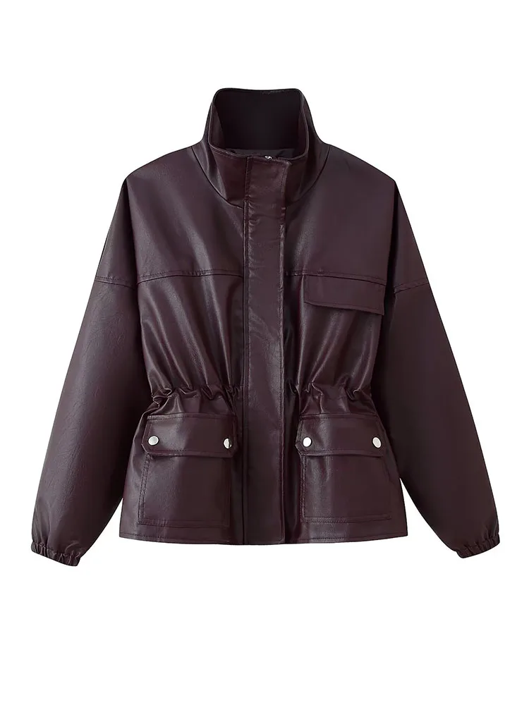 

HH Осенняя женская мода с воротником-стойкой и карманами, пальто с длинными рукавами и пуговицами, уличная куртка на молнии, женское повседневное короткое пальто