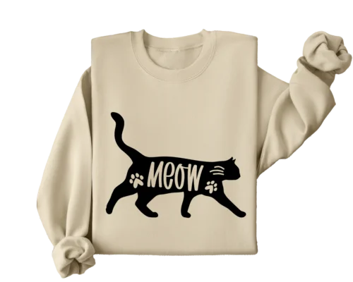 Polarshe Funny Black Meow Cat Aangepaste Hoodie Cat Lover Verjaardagscadeau/Sweatshirt Casual Top met lange mouwen