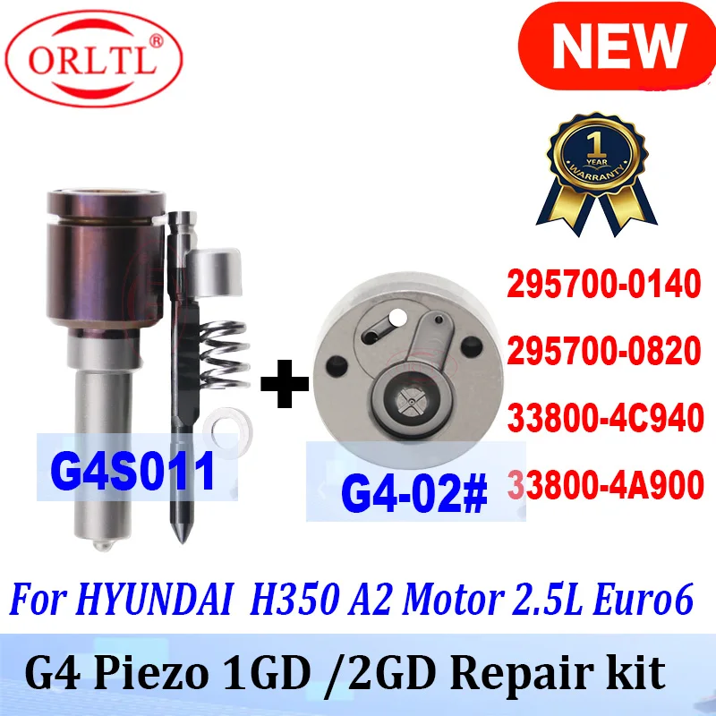 

G4 PIEZO INJECTOR REPAIR KITS NOZZLE G4S011 +VALVE Plate 02# FOR HYUNDAI 295700-0140 295700-0820 33800-4C940 33800-4A900 ORLTL