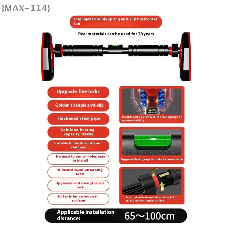 【Ja】Safe Telescoping Pull-Up Bar for Home - Non-Slip, Anti-Reverse Design for Chin-Ups, Sit-Ups & Home Workouts - Detail Angle #05