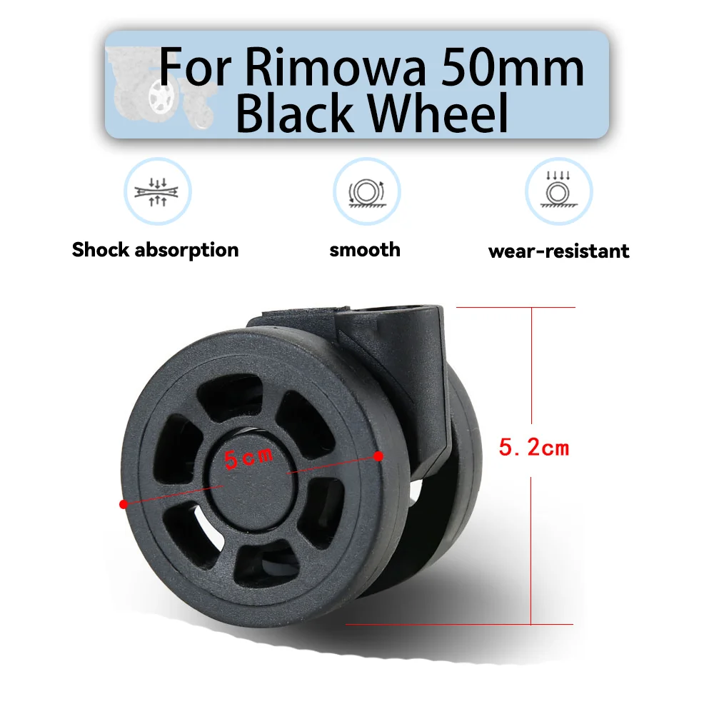 

For Rimowa 50mm Black Universal Wheel Replacement Suitcase Smooth Silent Shock Absorbing Wheel Travel Accessories Wheels Casters