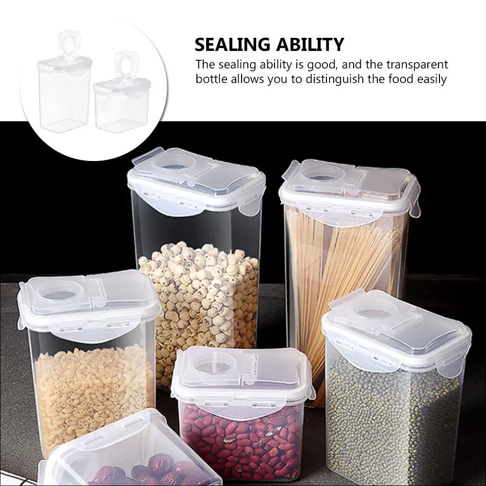 2Pcs Storage Jars Set Clear Plastic Jars for Kitchen Organizing Airtight Food Containers Grains Tea Beans Nuts Dry Fruits