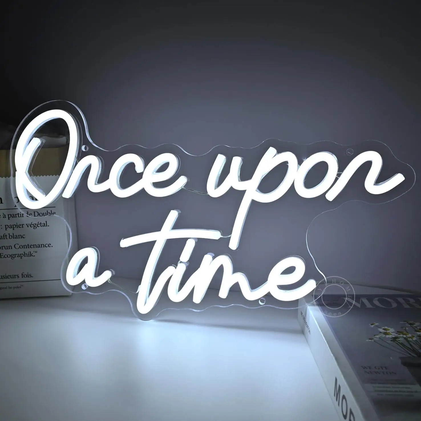 Storybook Neon Sign Dimmable LED Light with Once Upon A Time Design for Home Bedroom Kids Room Nursery Wedding Birthday Decor