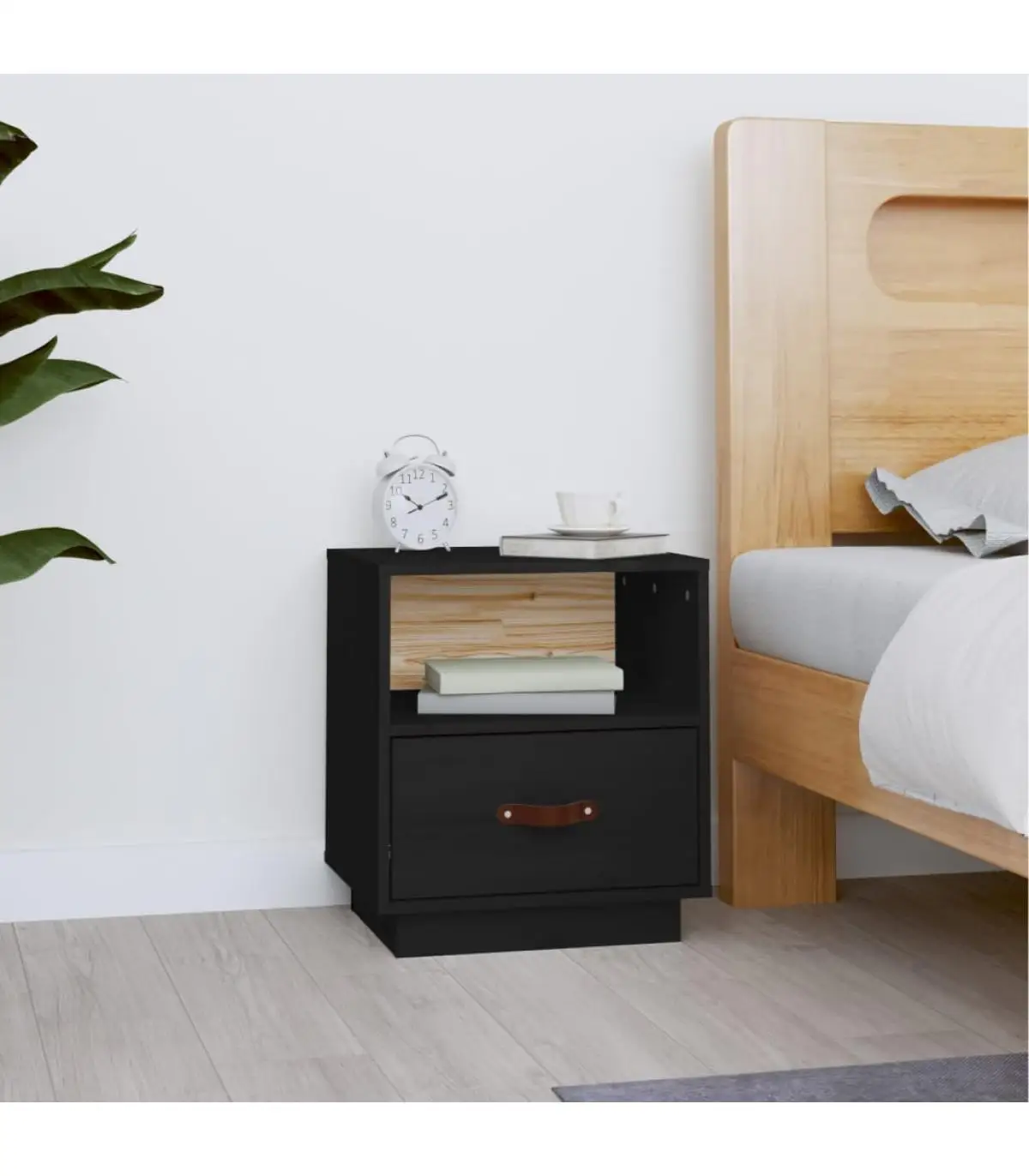 Bedside tables bedside table solid wood pine black 40x34x45 cm