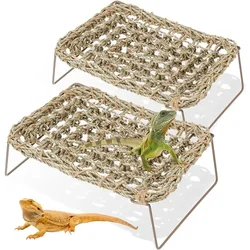 Lizard Lounger Reptile Hammock Bed, Grass Fibers, Bearded Dragon Bed, Gecko Climbing Snake Reptile, Amphibian Hermit Crab Houses