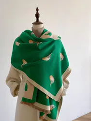 Manta gruesa de Cachemira para mujer, Bufanda cálida, chal Pashmina, envolturas de invierno, Bufanda estampada, Poncho Echarpe de nuevo diseño 2023