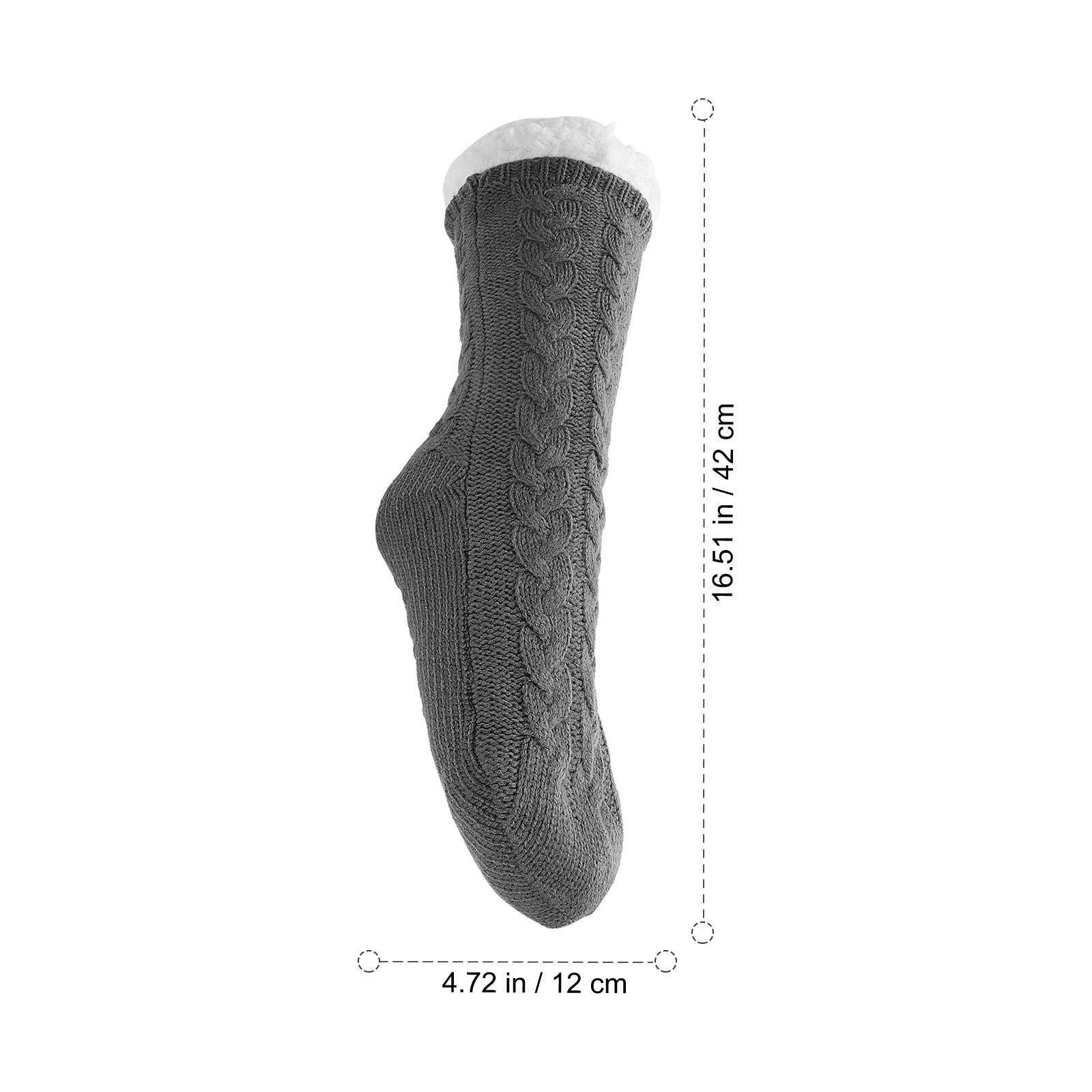 

Fleece-lined Anti-slip Floor Socks for Women Grey Thermal Indoor Slippers Warm Fuzzy Carpet Sock Ladies Winter