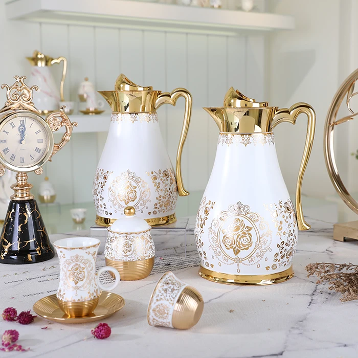 Gold Plated Insulated Vacuum Flask Thermos Coffee Cup Water Coffee