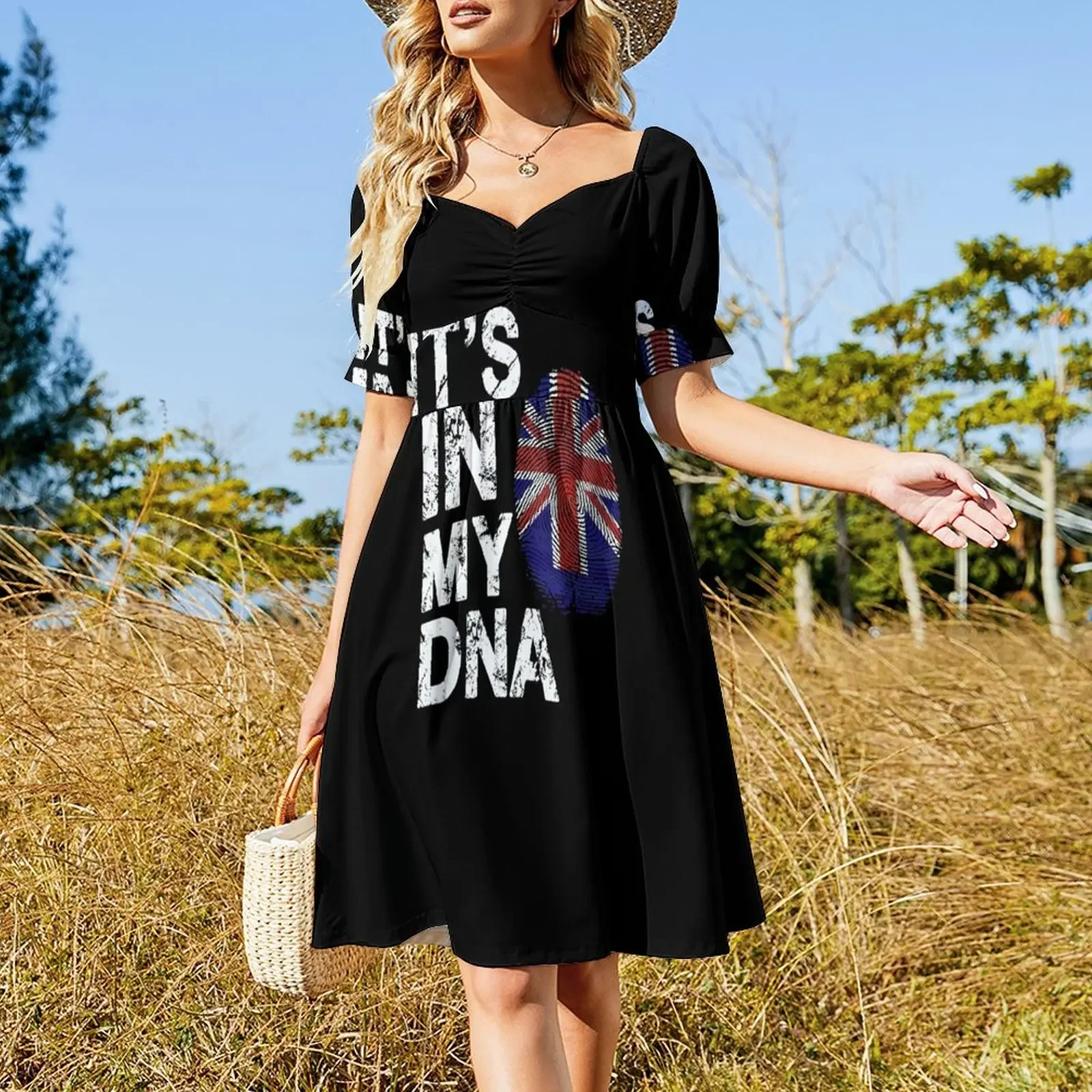 IT'S IN MY DNA British Flag England UK Britain Union Jack T-Shirt Short-Sleeved Dress woman dress Woman fashion