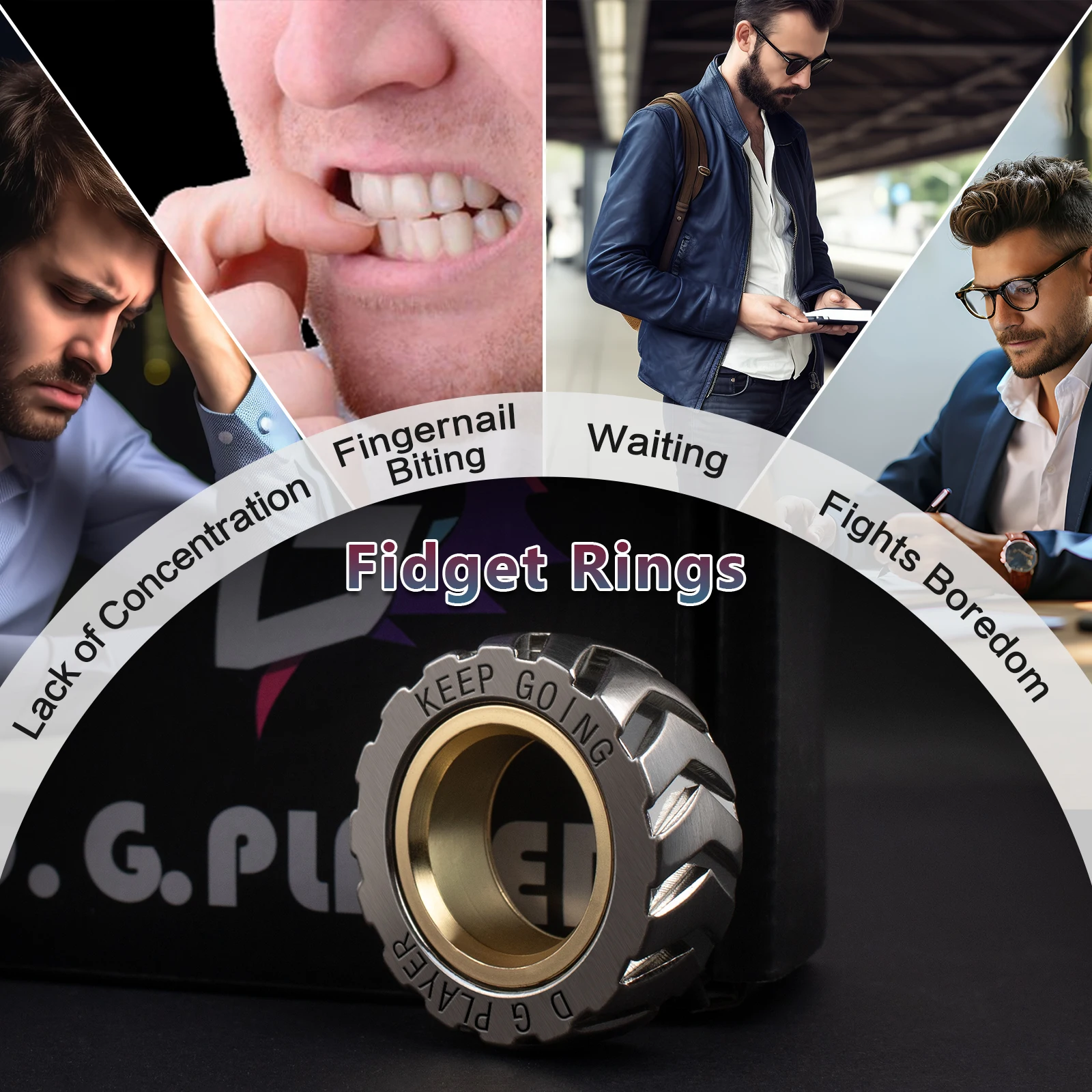 Metall-Fidget-Ring – Fidget-Spielzeug, Stressabbau-Spielzeug, magnetischer Fidget-Slider, fördert Fokus und Klarheit |   Tragbares Design