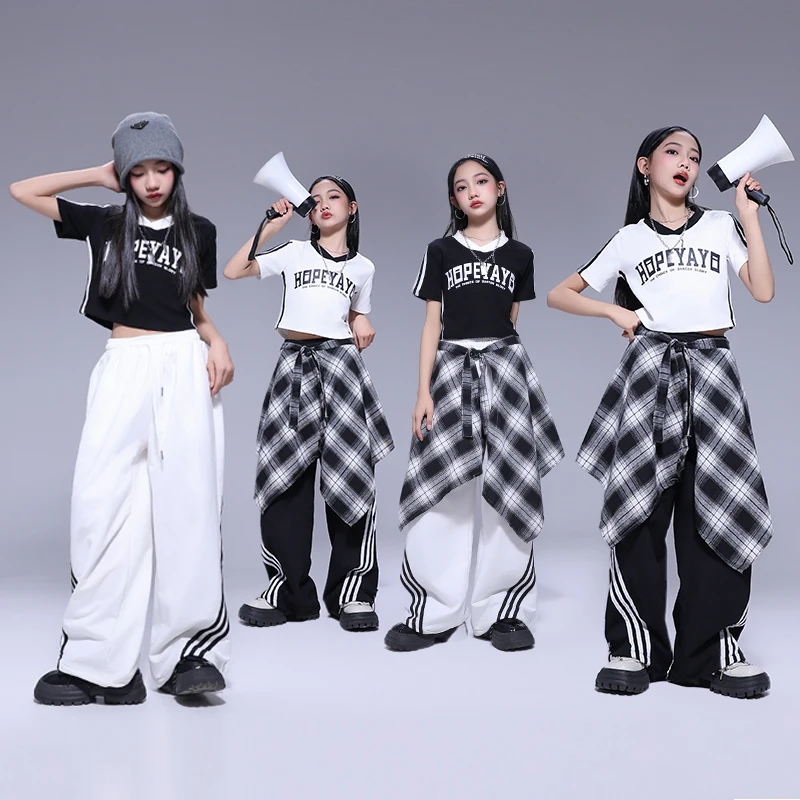 소년 티셔츠 카고 바지 어린이 소녀 힙합 자르기 탑 스트리트 댄스 복장 어린이 여름 streetwear 어린이 춤 의류 세트
