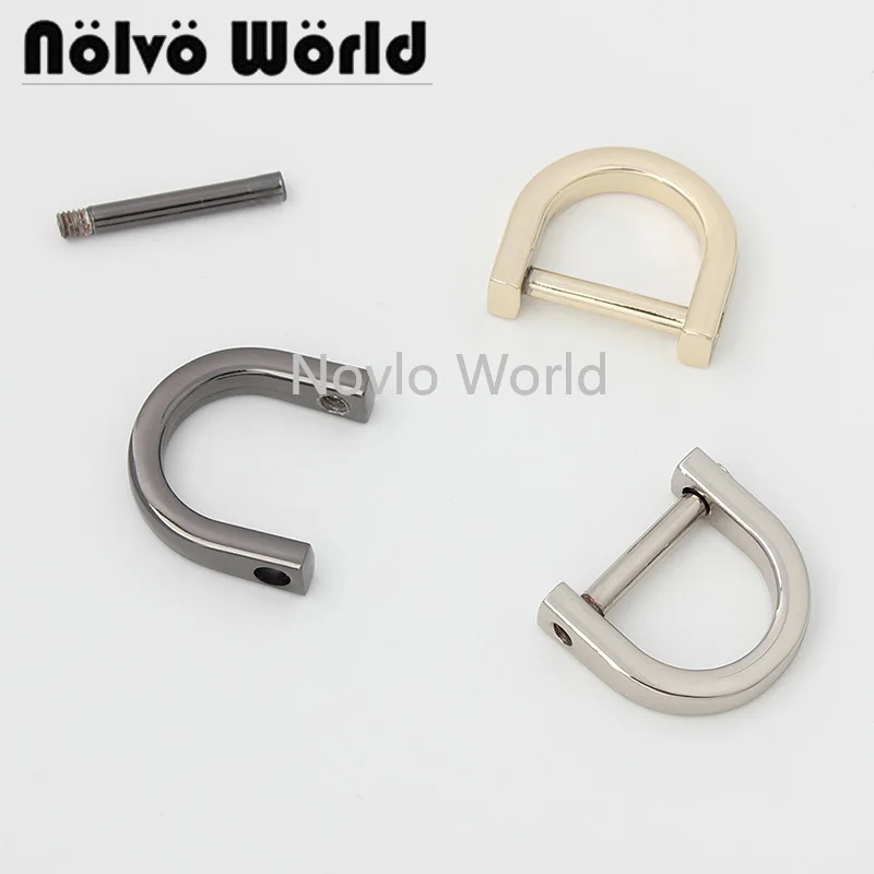 

20-100 pieces 5 colors 16mm 5/8" bags hardware top quality square edge Fat Screw d-ring for handbag metal