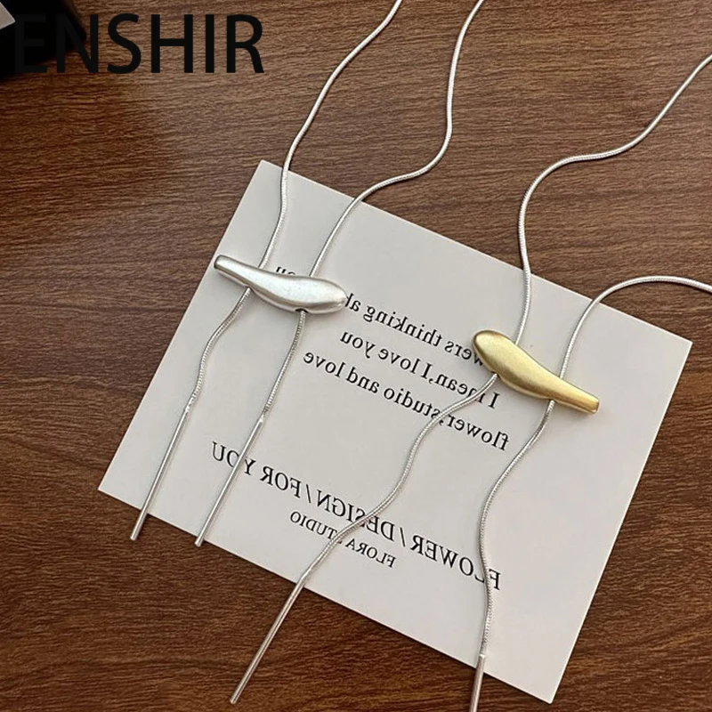 Enshir גיאומטריה מושך שרשרת ארוכה עבור נשים סוודר טמפרמנט שרשרת סוודר יוקרתי תכשיטים קוריאני