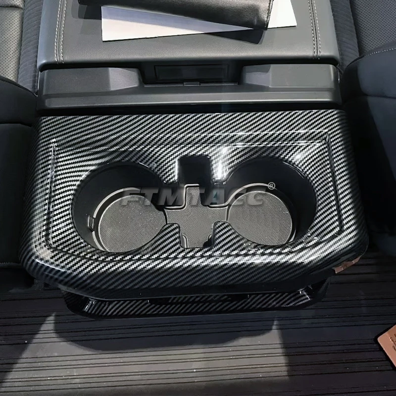 Abs kohle faser zentrale steuerung armlehne box wasser becher halter innen zubehör für ford f150 F-150 raptor 2022 2023 2024
